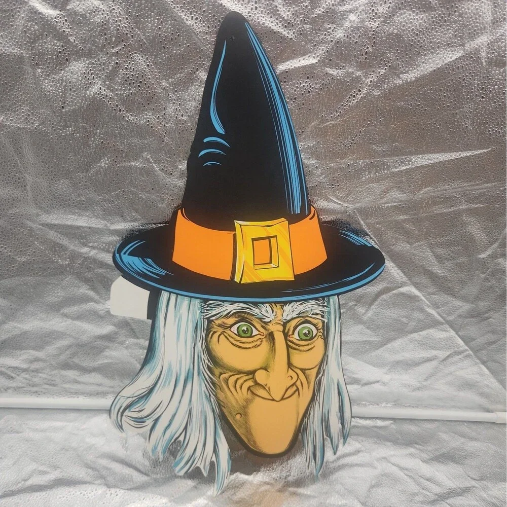 Die Cut Witch Head The BEISTLE Co 1986 Halloween Decoration 21” x 12.5” VTG NOS